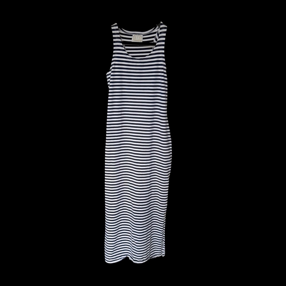 Sail to Sable STS Navy White Striped Sleeveless Maxi Dress Small Side Slit Tank